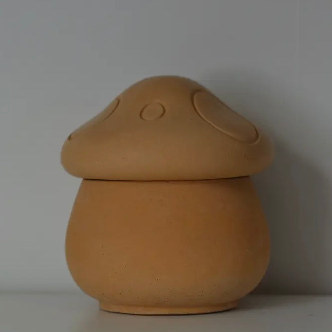 Beeswax Candle in Concrete Mushroom