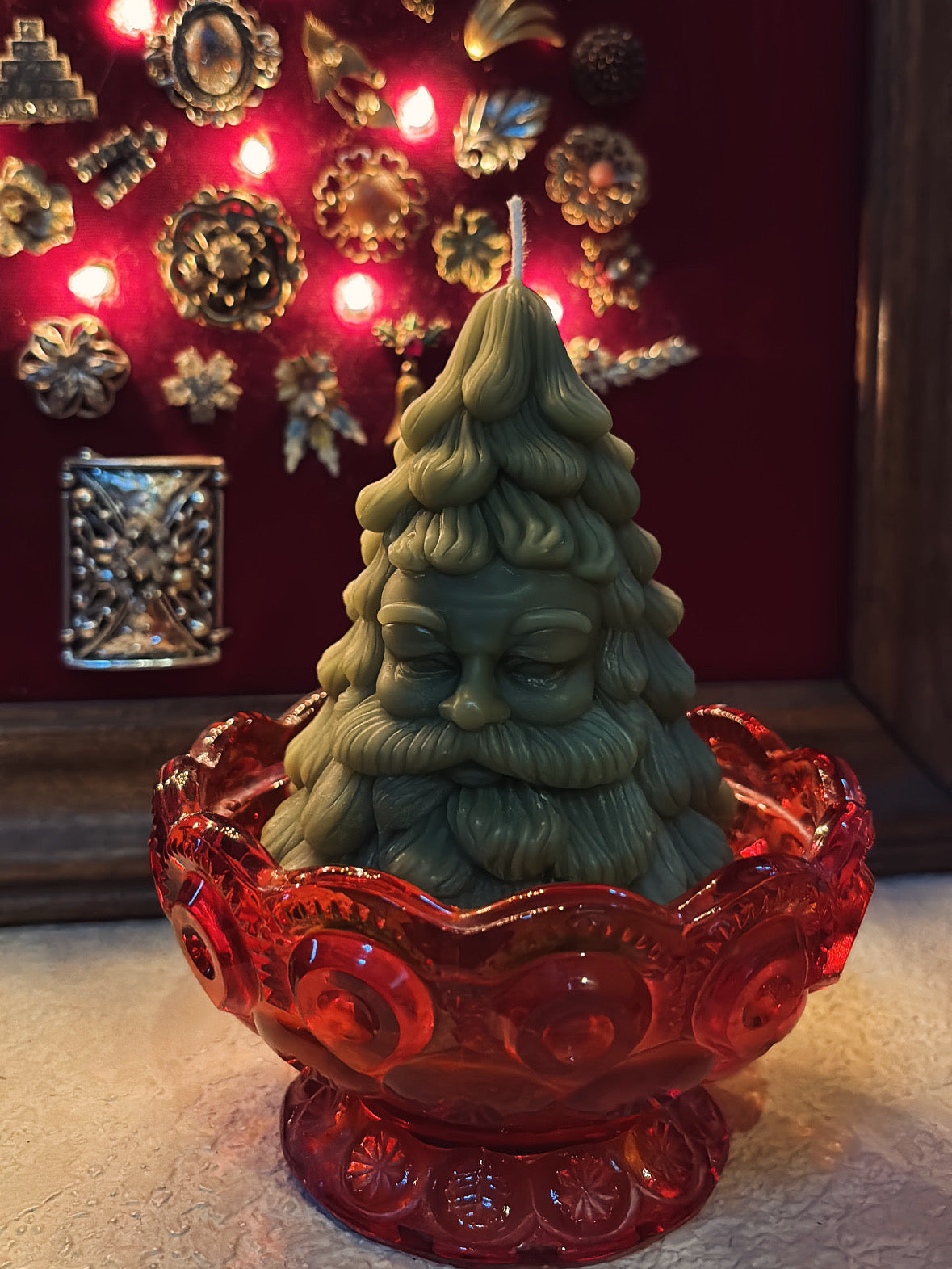 Green Beeswax Santa Tree