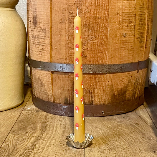 Beeswax Hand Painted Mushroom Tapers