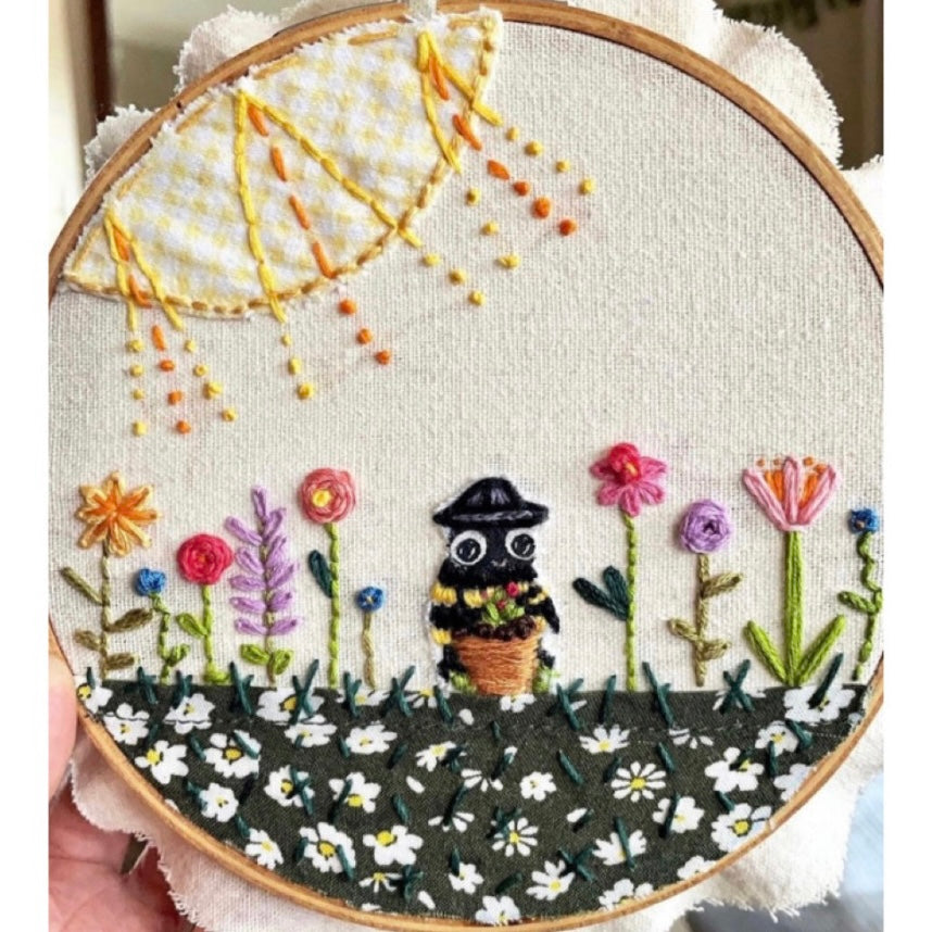 Hand Embroidered Garden Bees