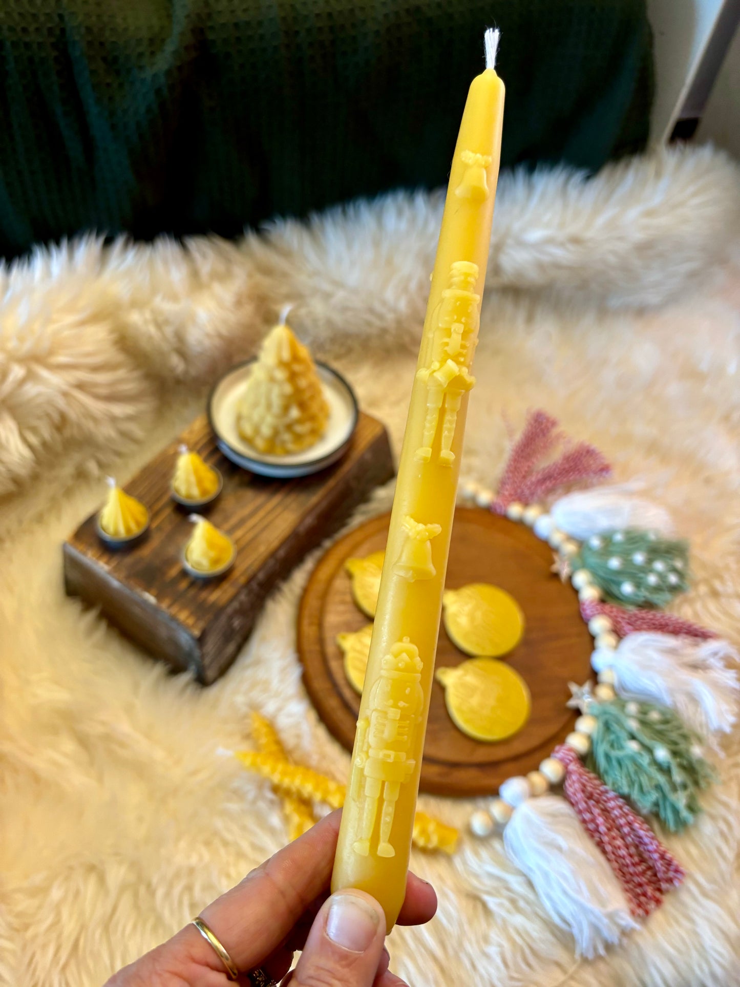 Nutcracker Beeswax Candle Taper Set