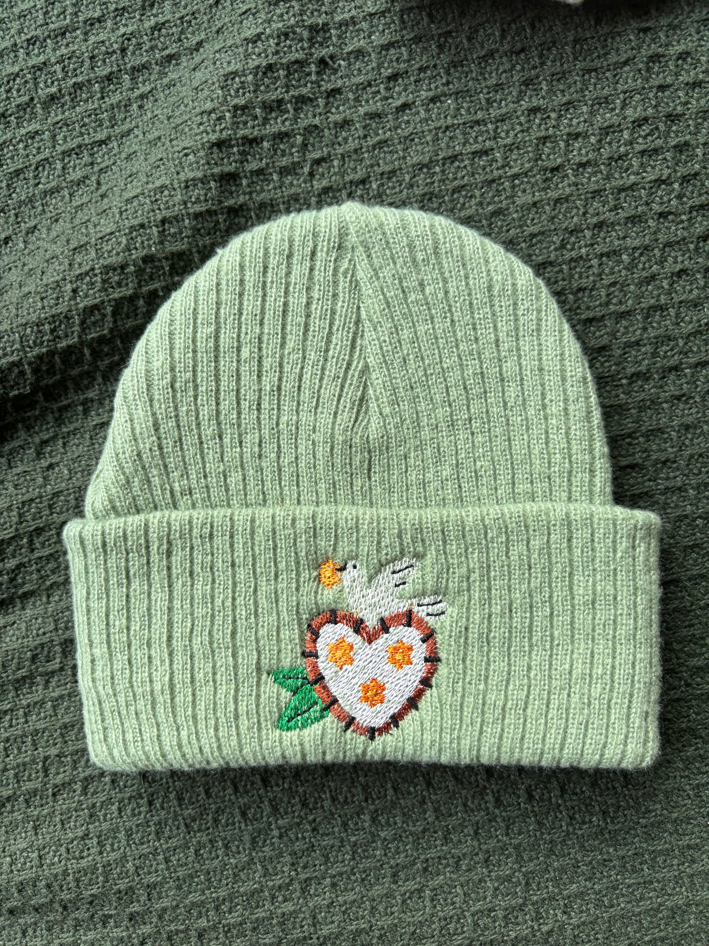 Baby/Toddler Green Sacred Heart Dove Beanie